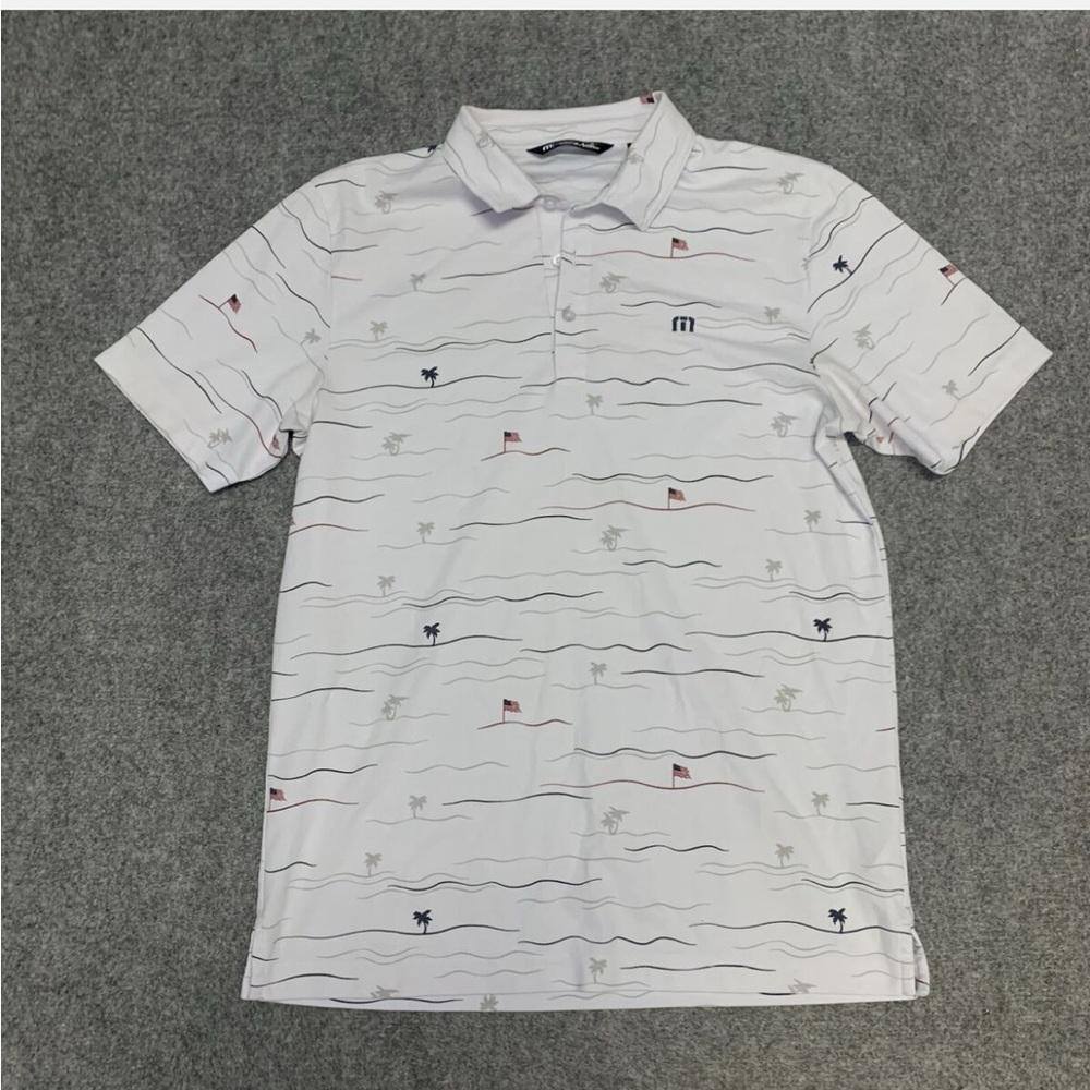 Travis Matthew palm tree American flag summer golf shirt